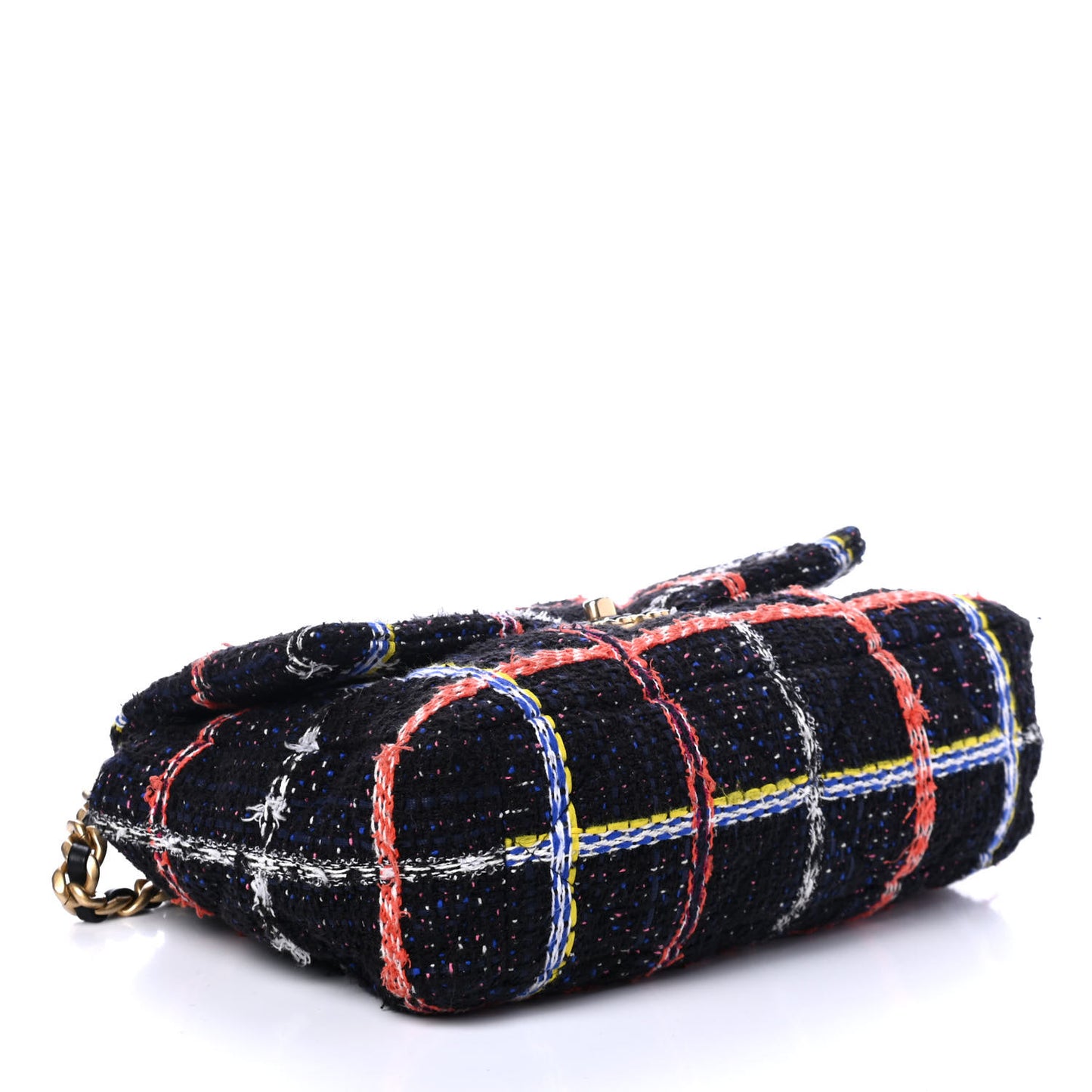 Tweed Quilted Large Chanel 19 Flap Black Orange Blue