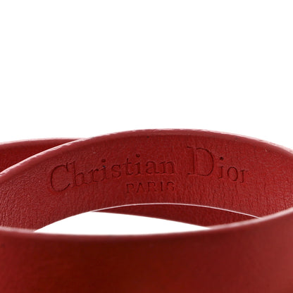 Christian Dior Calfskin Pearl Mise En Dior Tribales Double Wrap Bracelet S Red 4 of 4