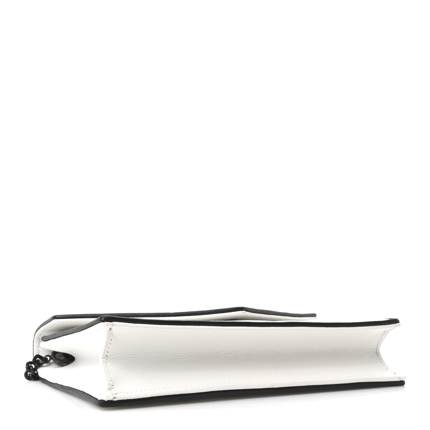 Saint Laurent Grain De Poudre Matelasse Chevron Monogram Envelope Chain Wallet  White Black 4 of 10