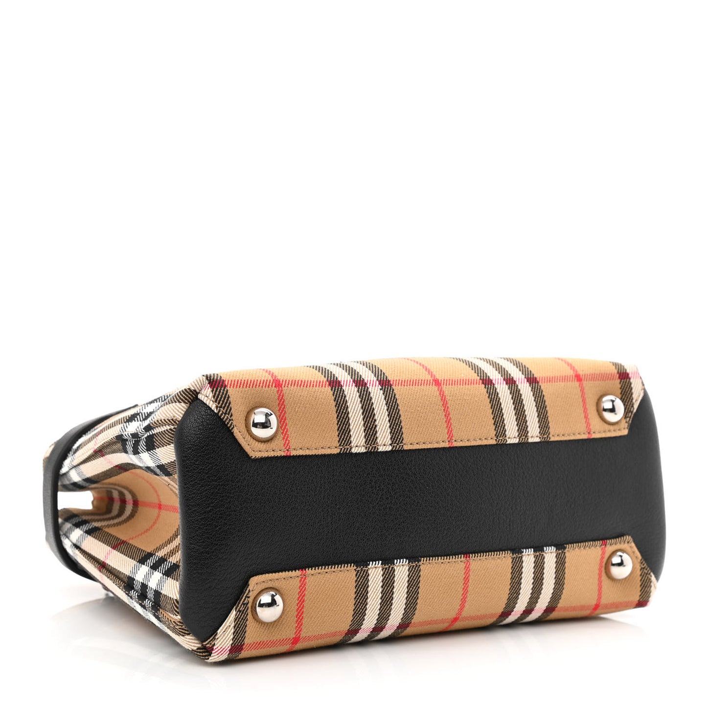 Goatskin Vintage Check Small Banner Tote Black