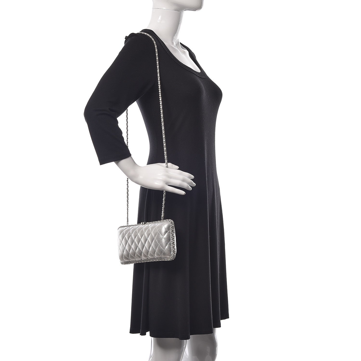 Chanel Metallic Lambskin Small Chain Around Clutch Silver 2 of 15
