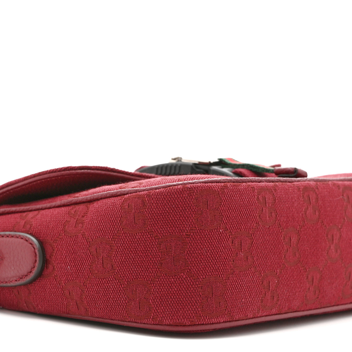 Gucci Monogram Textured Dollar Calfskin Web Mini Messenger Bag Rosso Ancora 9 of 10