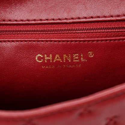 Chanel Lambskin Cross Stitch Mini Coco Handle Flap Red 6 of 10