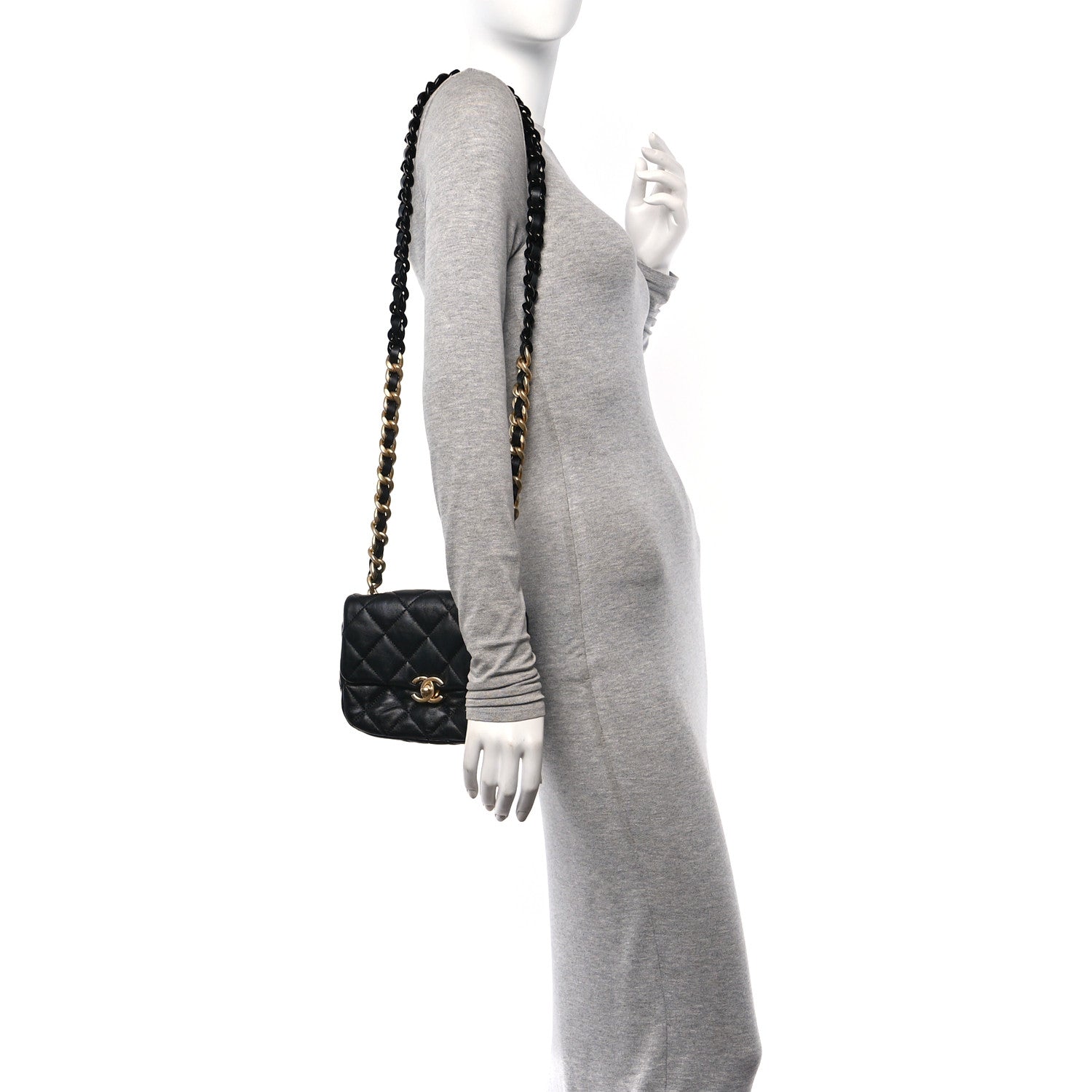 Chanel Lambskin Quilted Mini Lacquered Chain Flap Black 2 of 10