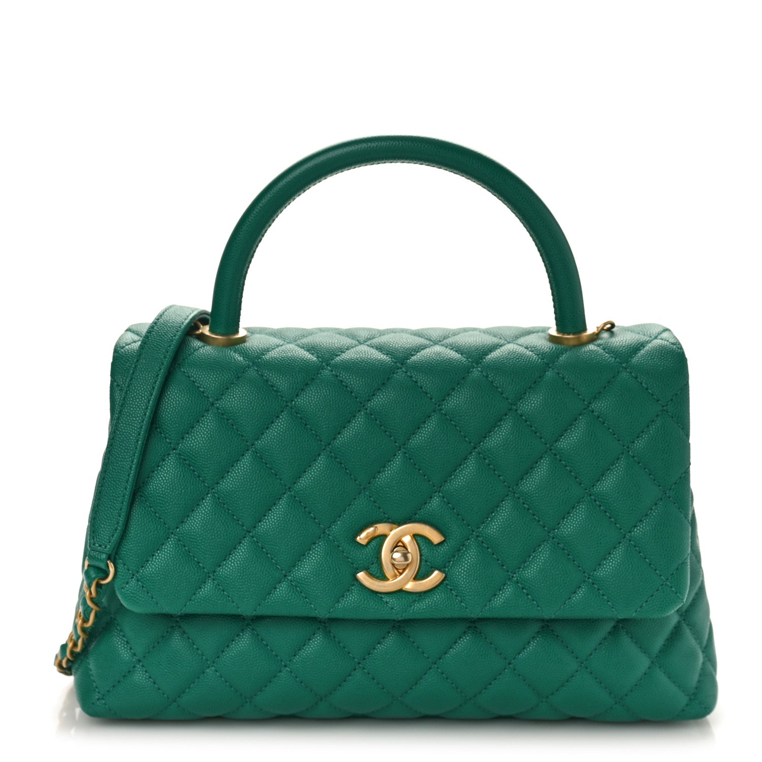 Chanel Caviar Quilted Small Coco Handle Flap Green 1 of 10