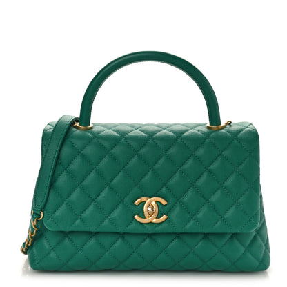 Chanel Caviar Quilted Small Coco Handle Flap Green 1 of 10
