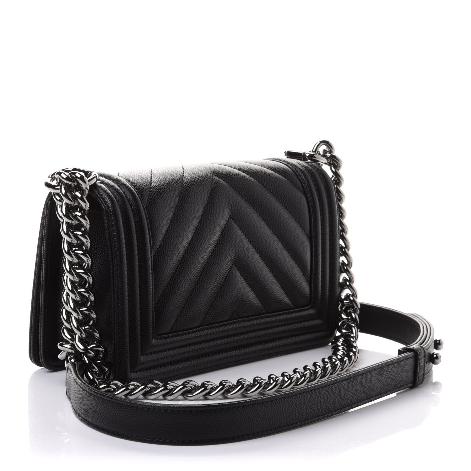 Chanel Caviar Chevron Quilted Small Boy Flap Black 3 of 11