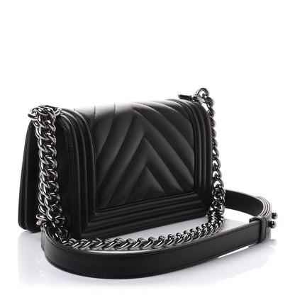 Chanel Caviar Chevron Quilted Small Boy Flap Black 3 of 11