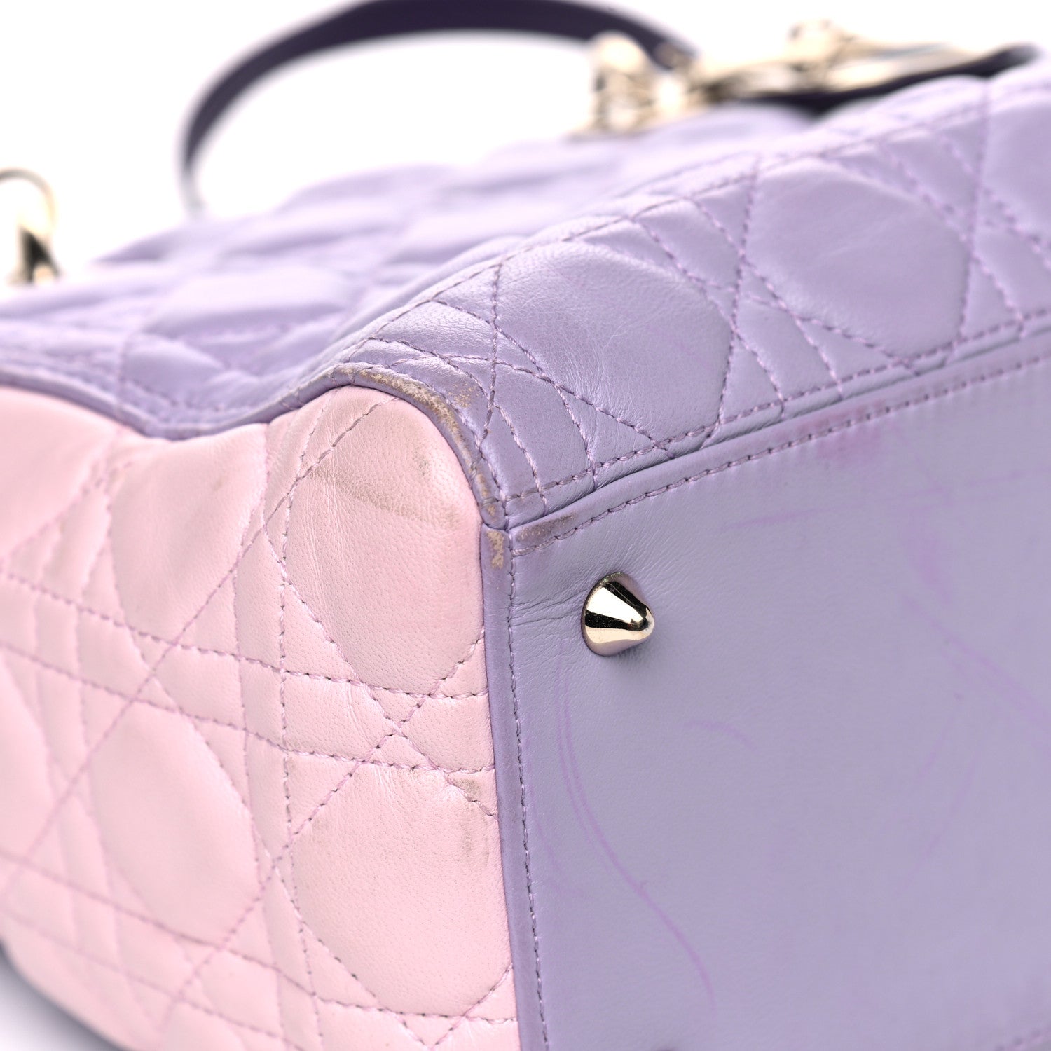 Christian Dior Lambskin Cannage Medium Tri-Color Lady Dior Purple Light Pink 5 of 14