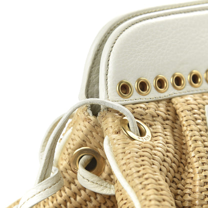 Prada Paglia Vitello Daino Frame Satchel Naturale White 11 of 13