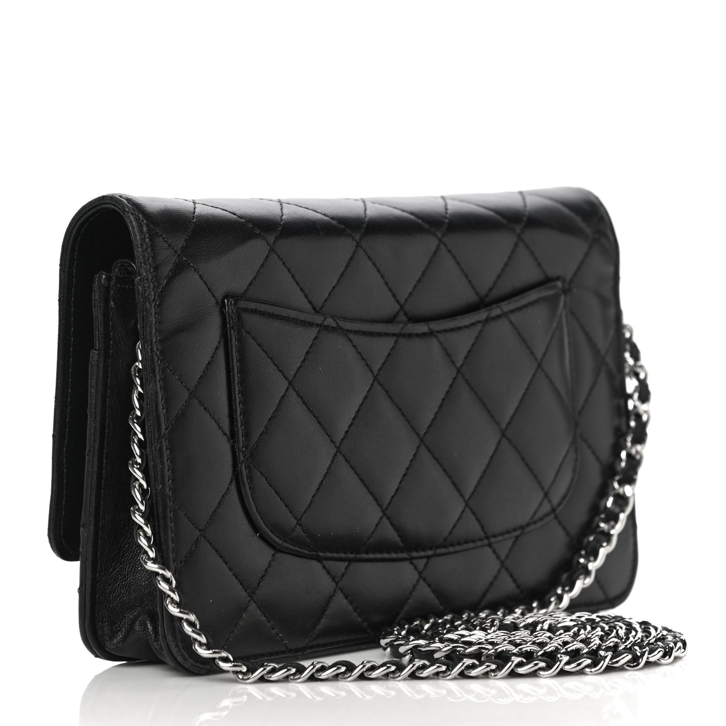 Lambskin Quilted Wallet On Chain WOC Black