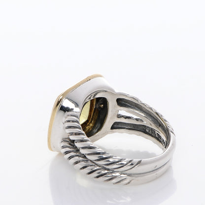 David Yurman Sterling Silver 18K Yellow Gold Peridot 11mm Albion Ring 57 8 3 of 5