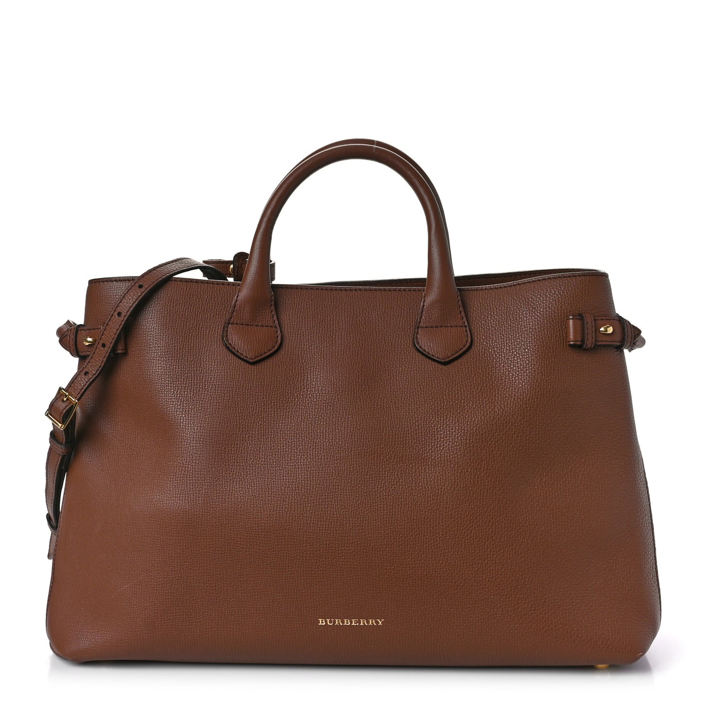 Grainy Calfskin House Check Large Banner Tote Tan