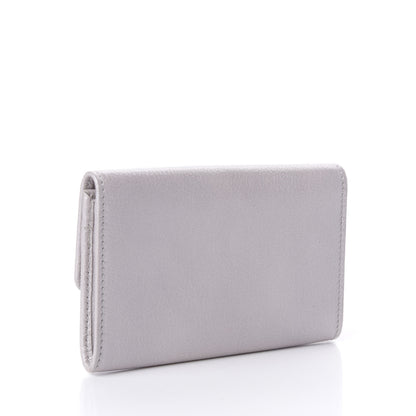 Chanel Metallic Goatskin Embossed Jacket Card Holder Silver 3 of 9