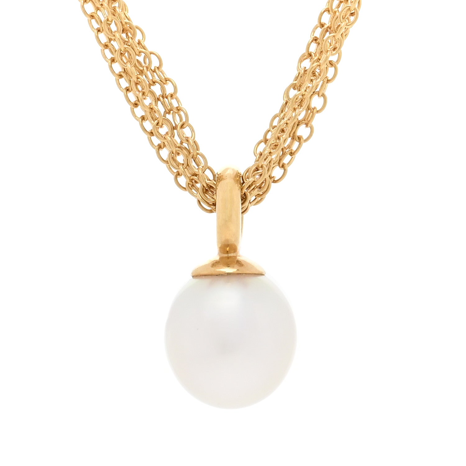 Tiffany 18K Yellow Gold Pearl Multi Chain Toggle Necklace 3 of 5
