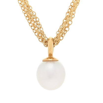Tiffany 18K Yellow Gold Pearl Multi Chain Toggle Necklace 3 of 5