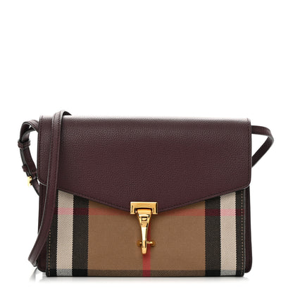 Burberry Derby Calfskin House Check Small Macken Crossbody Bag Mahogany Red 1 of 12