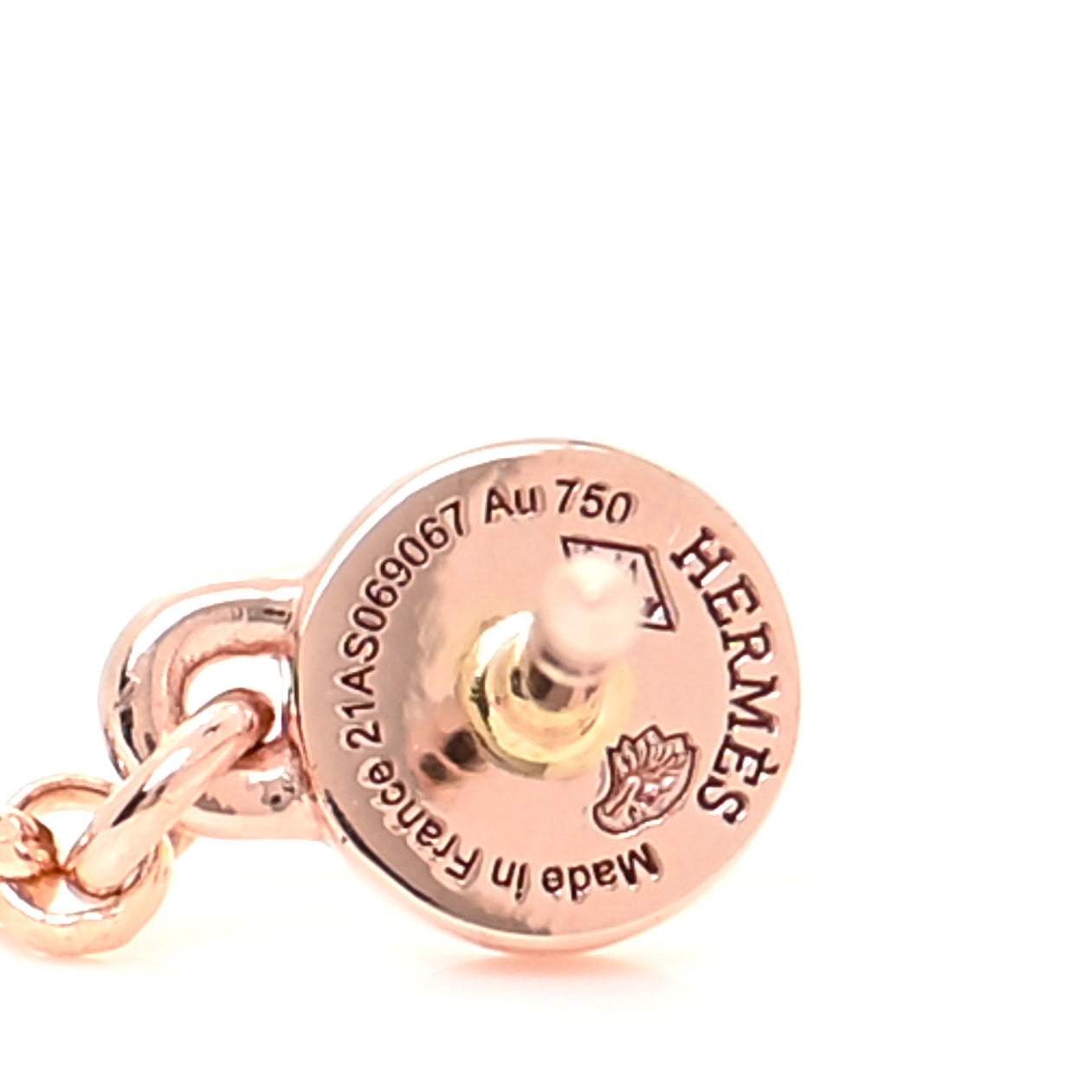 Hermes 18K Rose Gold Diamond Constance Amulettes Drop Earrings 5 of 6