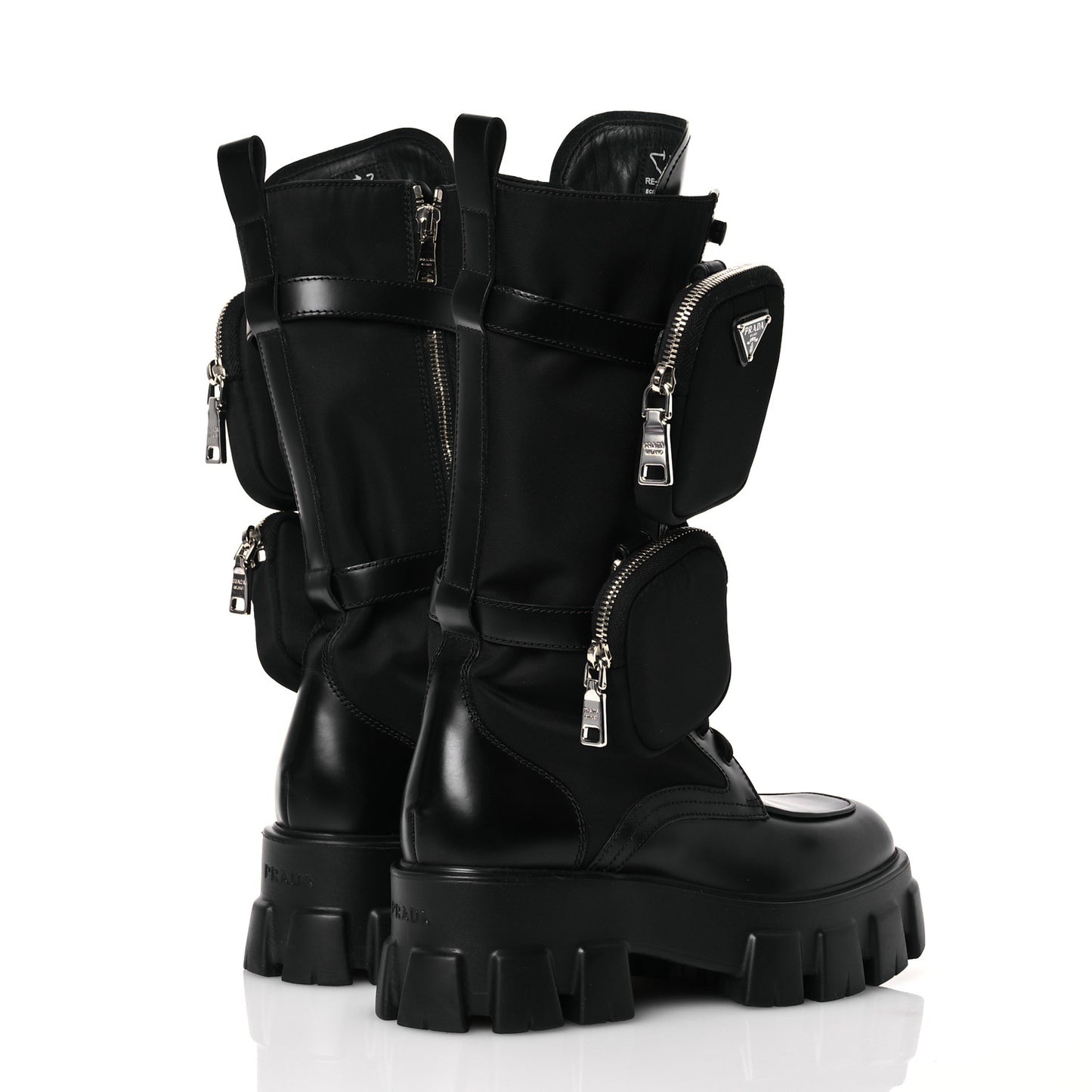 Spazzolato Rois Re-Nylon Metal Triangle Logo Monolith Pouch Pocket 55mm Tall Combat Boots 39 Black