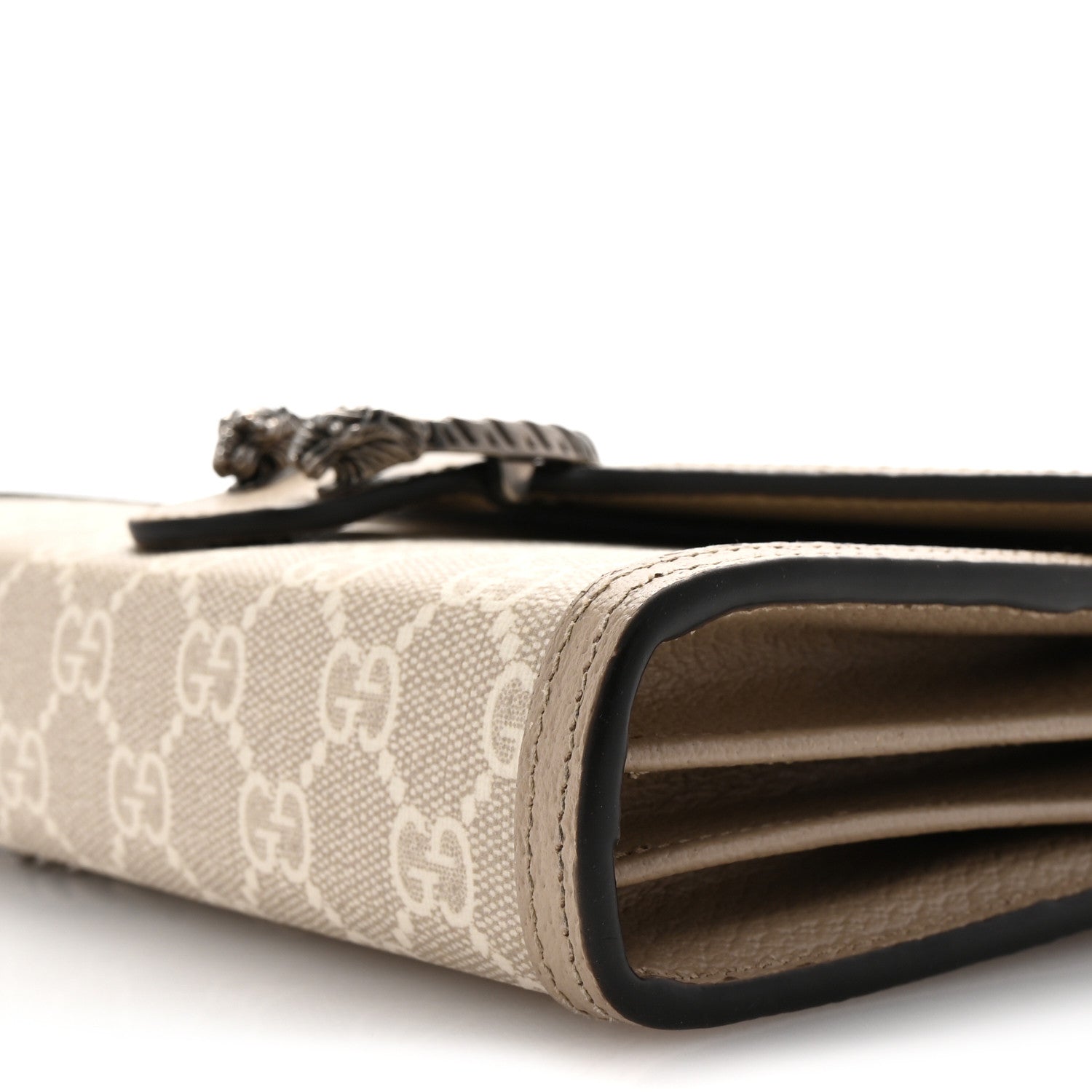 Gucci GG Supreme Monogram Textured Dollar Calfskin Mini Dionysus Chain Wallet Beige Mystic White Oatmeal 9 of 10