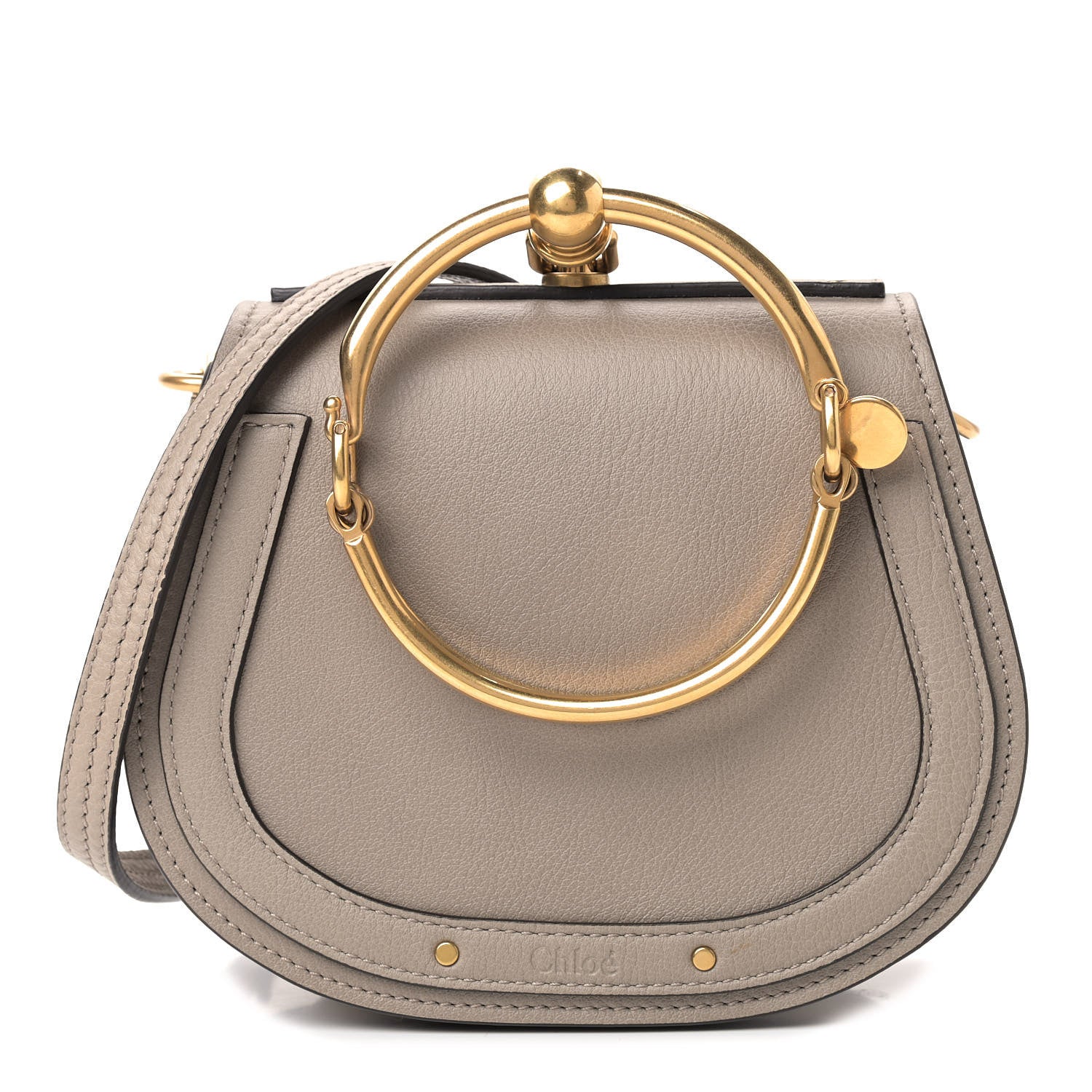 Chloe Calfskin Suede Small Nile Bracelet Bag Motty Grey 1 of 9