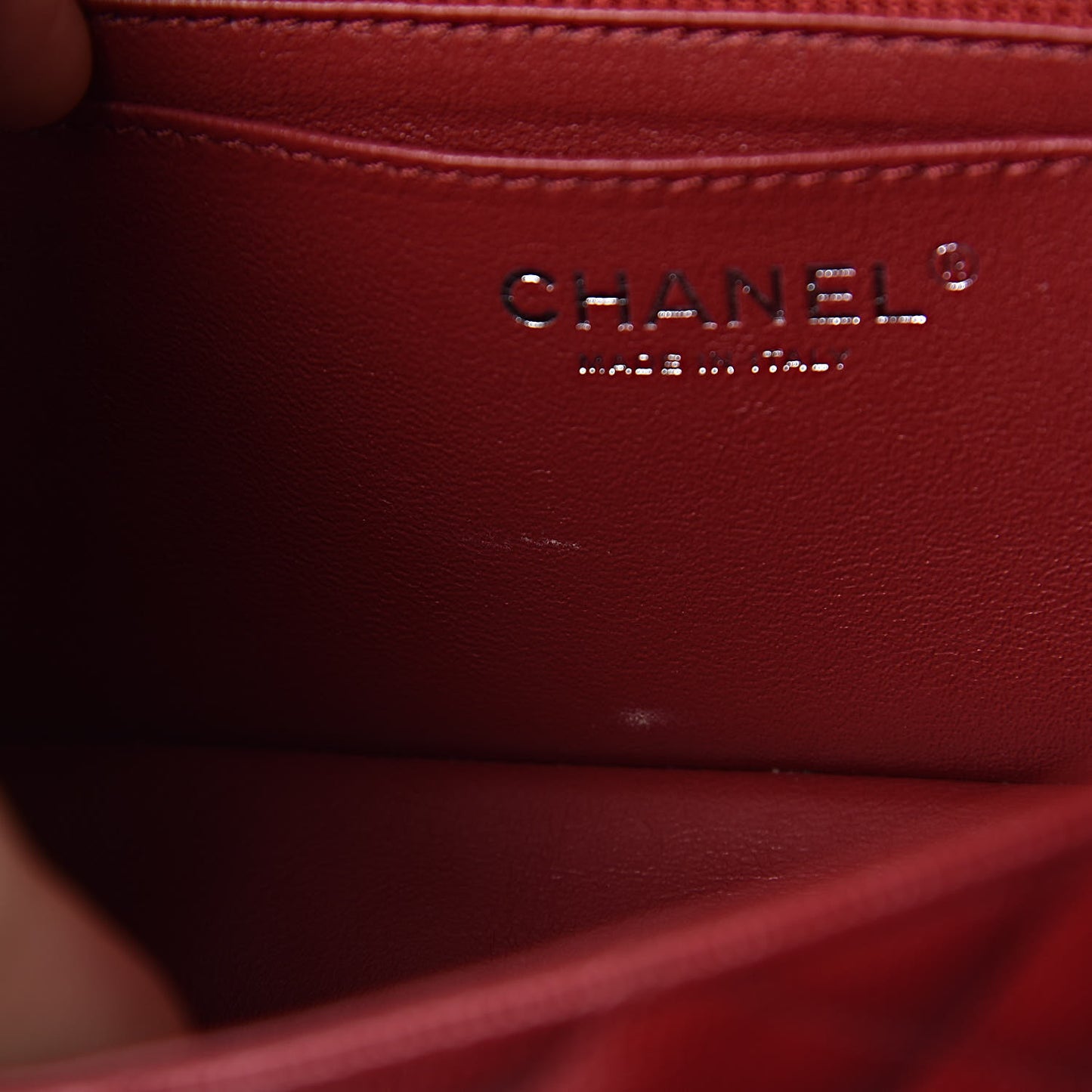 Caviar Quilted Mini Rectangular Flap Dark Red