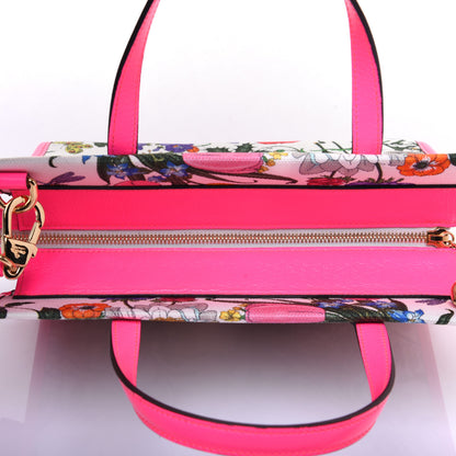Gucci Canvas Medium Flora Tote Fuchsia 13 of 14