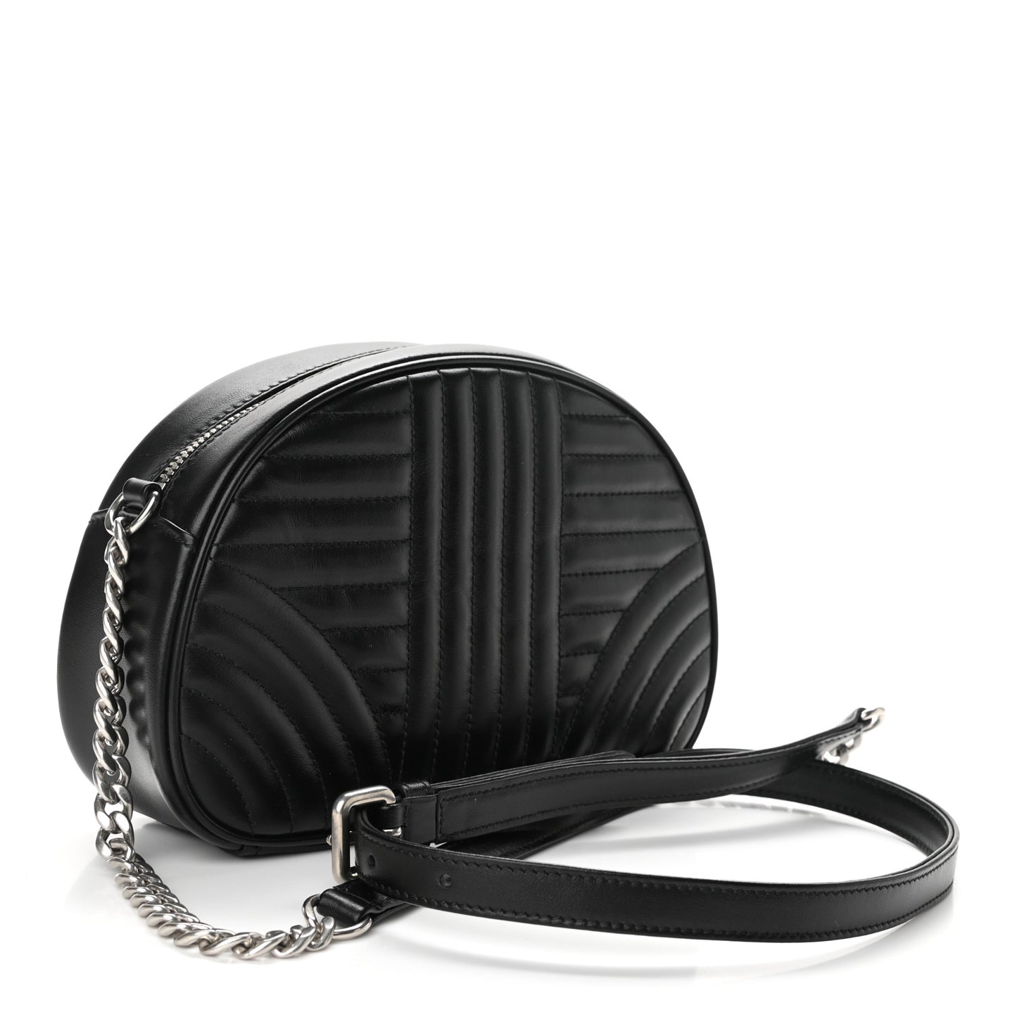 Soft Calfskin Impunture Diagramme Dome Crossbody Bag Black