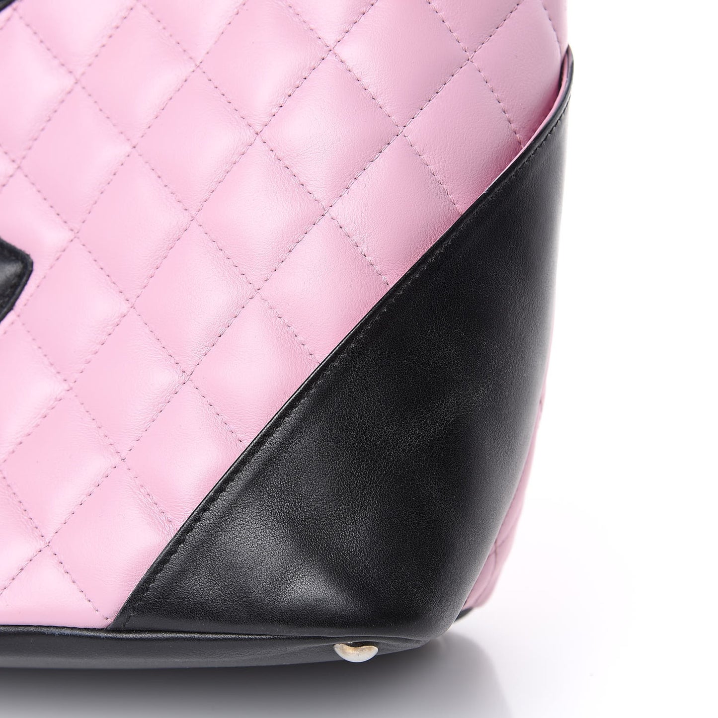 Calfskin Quilted Medium Cambon Tote Pink Black