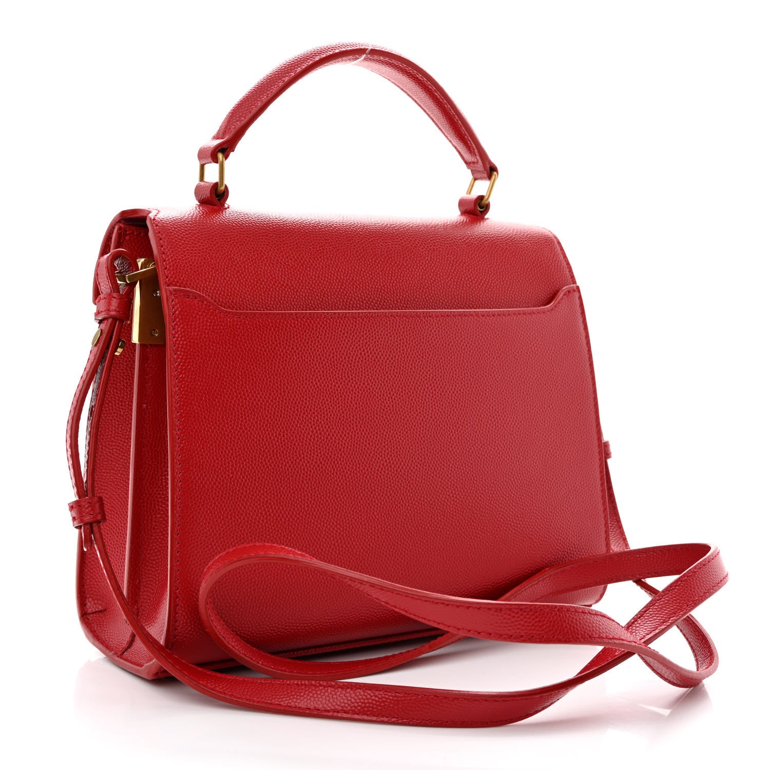 Saint Laurent Grain de Poudre Mini Classic Monogram Cassandra Top Handle Red 3 of 11
