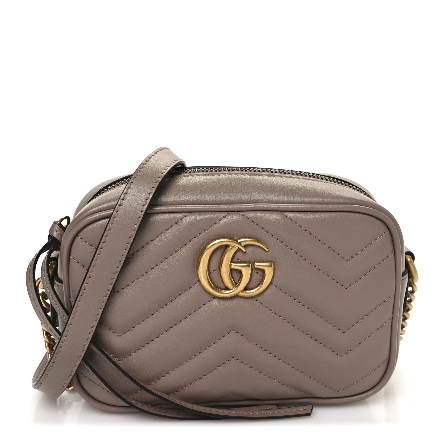 Gucci Calfskin Matelasse Mini GG Marmont Chain Shoulder Bag Porcelain Rose 1 of 10