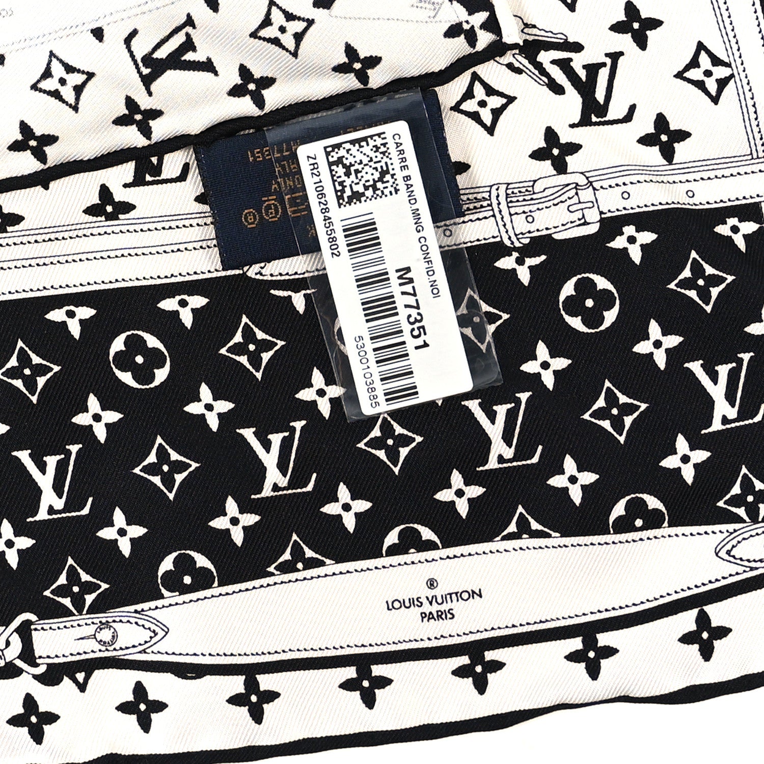 Louis Vuitton Silk Monogram Confidential Bandana Black White 3 of 3