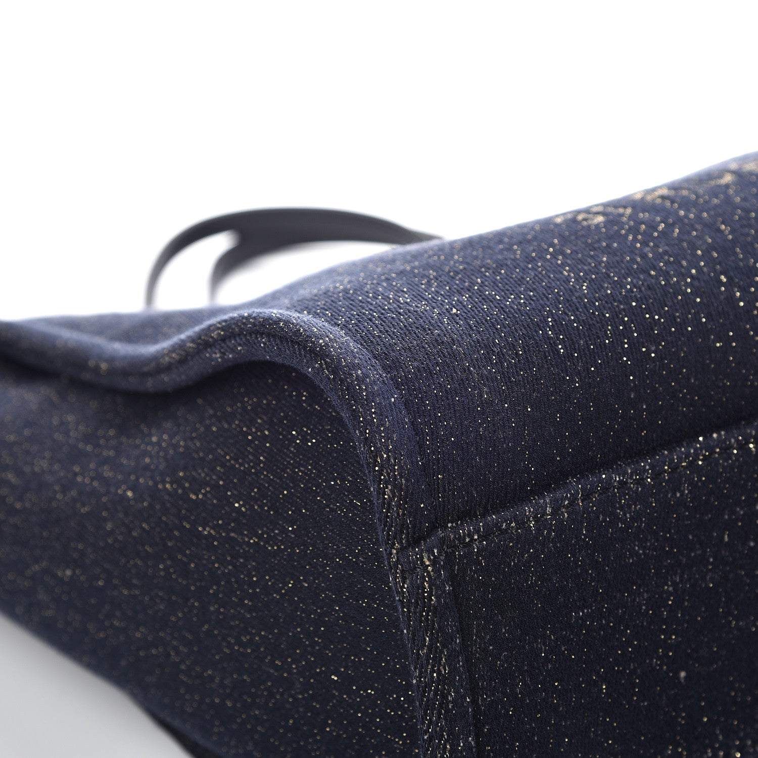 Chanel Lurex Canvas Small Deauville Tote Navy Blue Gold 8 of 12