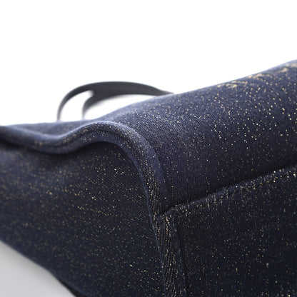 Chanel Lurex Canvas Small Deauville Tote Navy Blue Gold 8 of 12