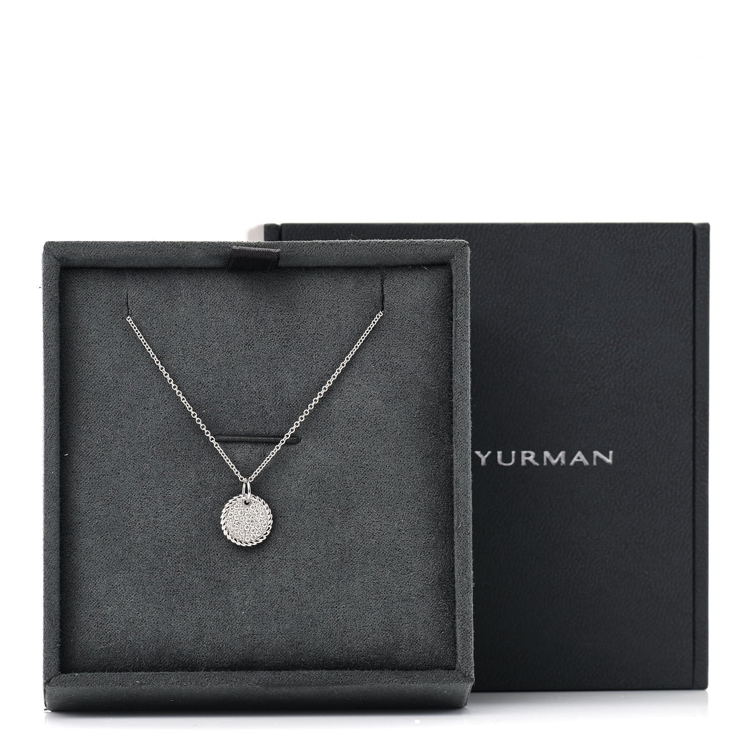 David Yurman 18K White Gold Diamond Cable Collectibles Pave Charm Pendant Necklace 7 of 7