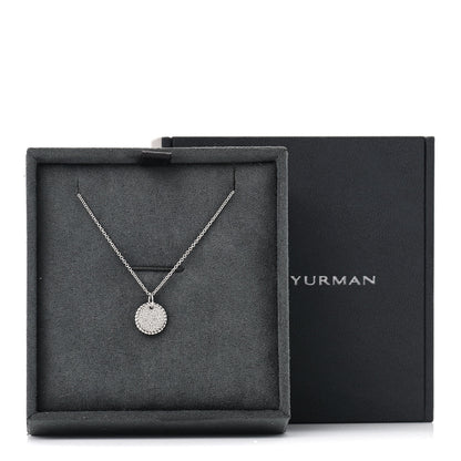 David Yurman 18K White Gold Diamond Cable Collectibles Pave Charm Pendant Necklace 7 of 7