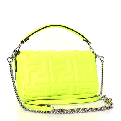 Fendi Nappa FF 1974 Embossed Mini Baguette Neon Yellow 3 of 10