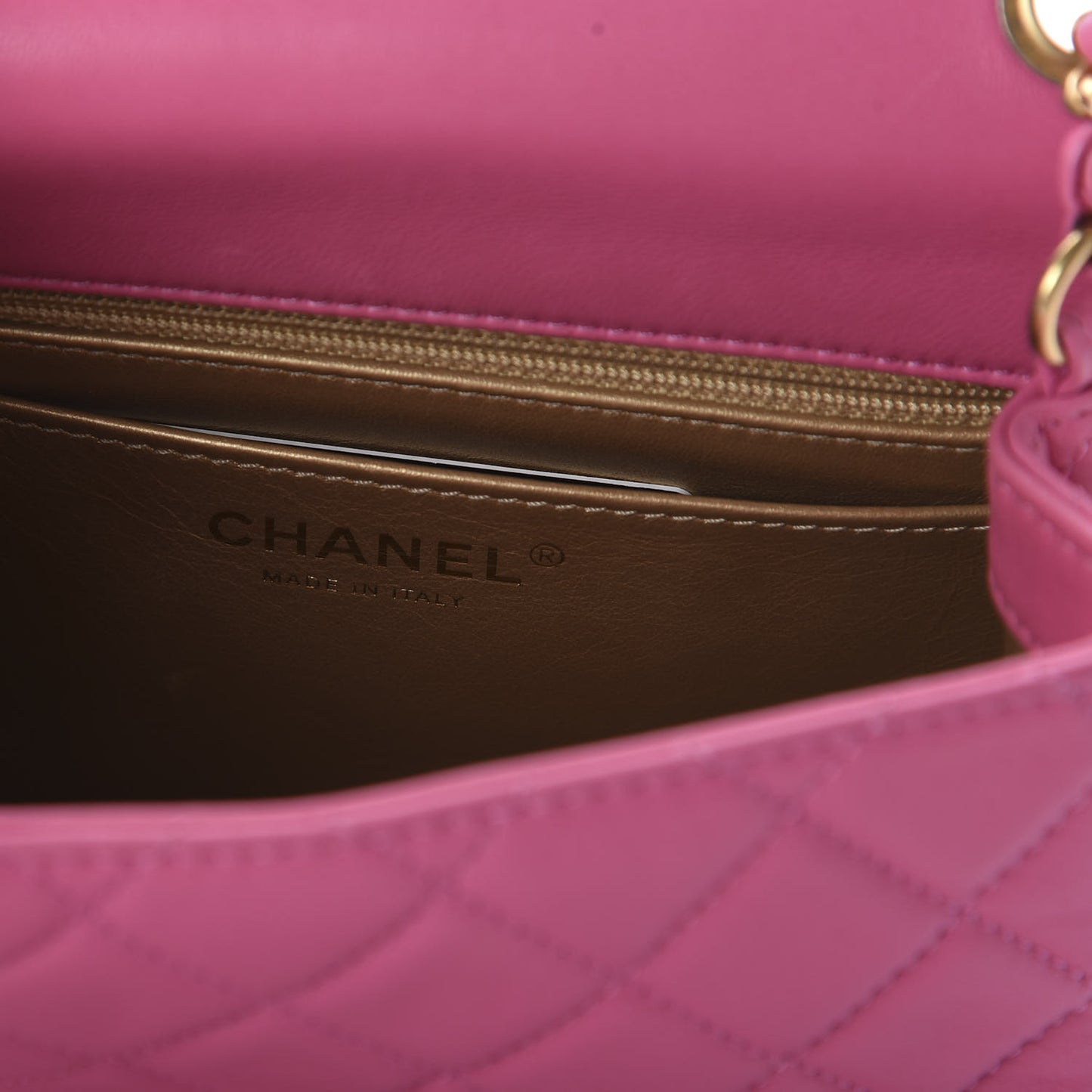 Lambskin Quilted Mini Pearl Crush Flap Pink