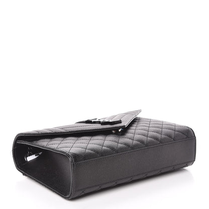 Saint Laurent Grain De Poudre Textured Mixed Matelasse Triquilt Medium Monogram Satchel Black 4 of 11