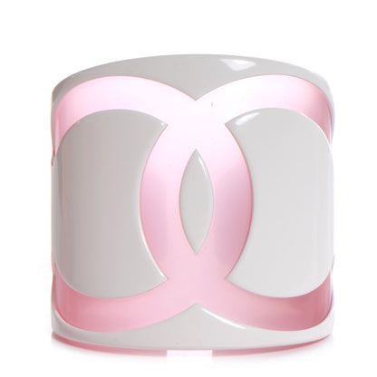 Chanel Resin CC Cuff White Pink XS 1 of 4