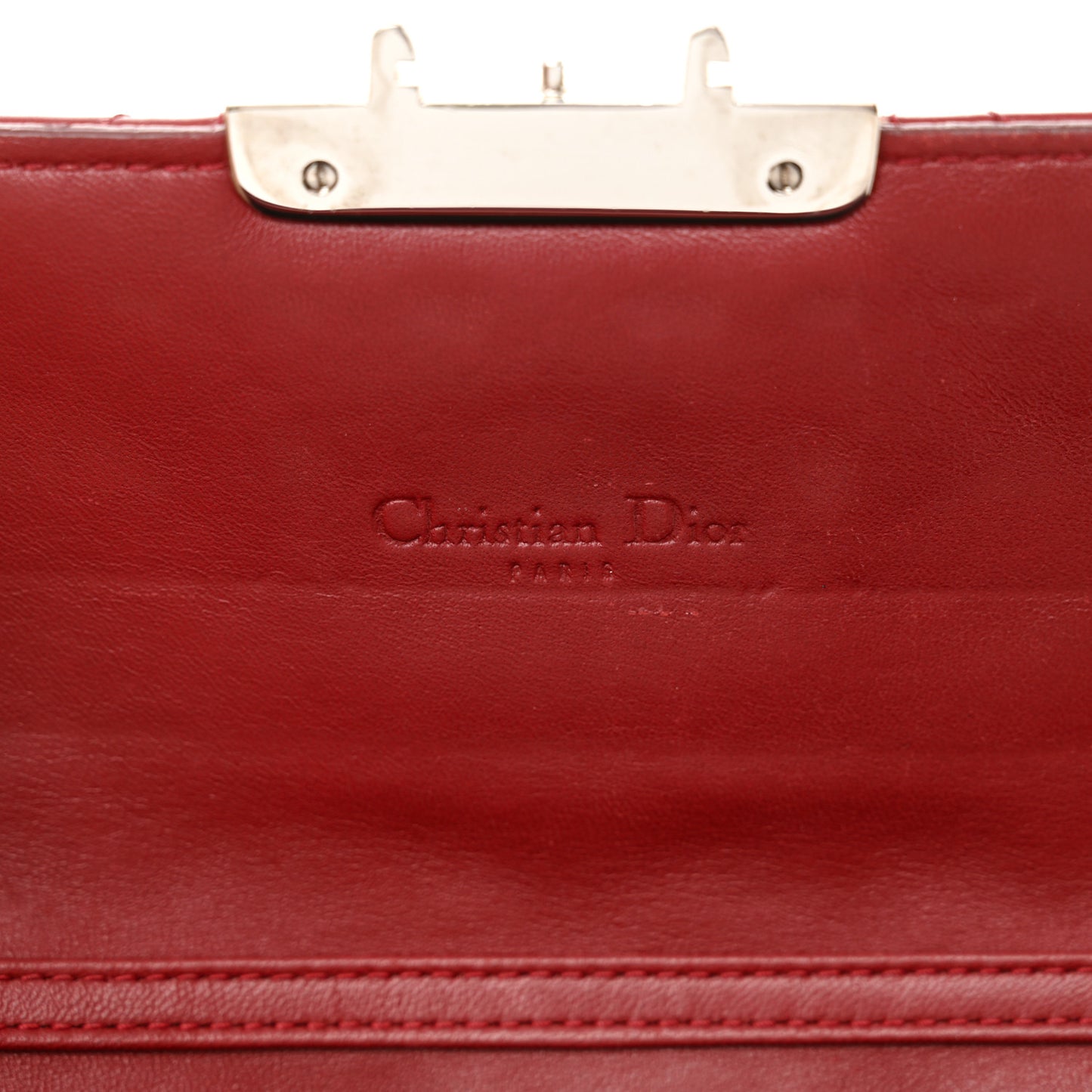 Patent Cannage Miss Dior Chain Wallet Red