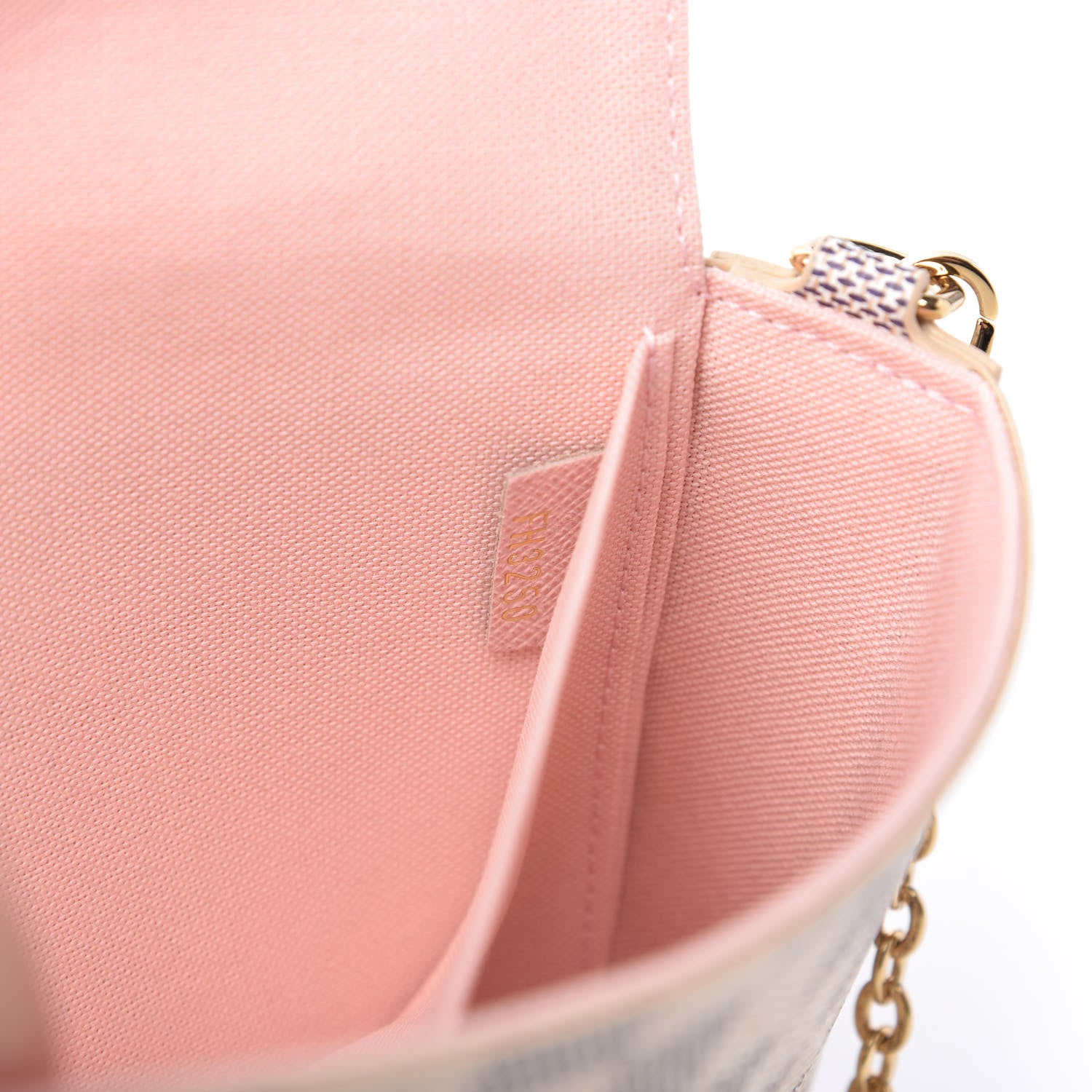 Louis Vuitton Damier Azur Pochette Felicie Chain Wallet Rose Ballerine 10 of 11