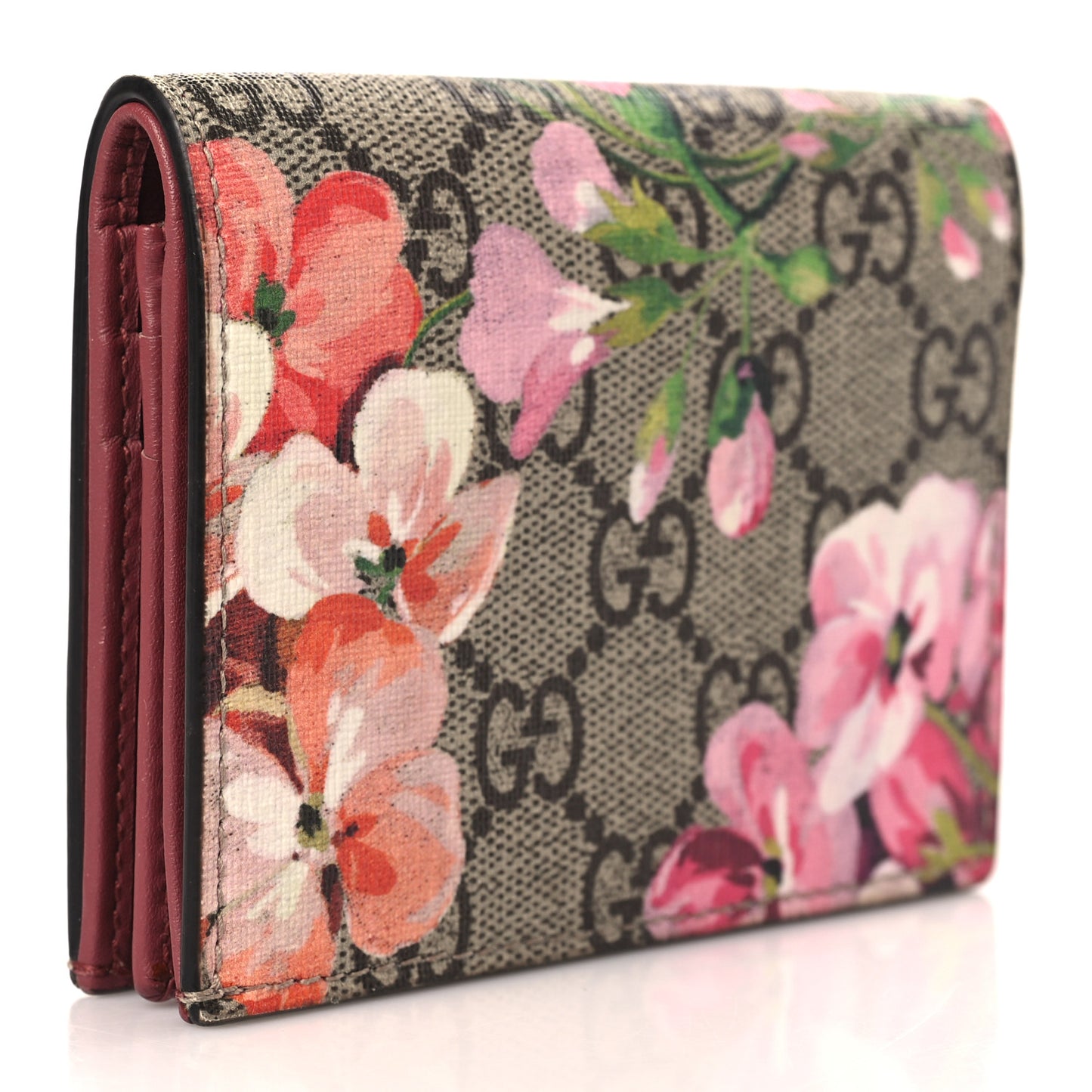 GG Supreme Monogram Blooms Card Case Beige Multicolor Dry Rose
