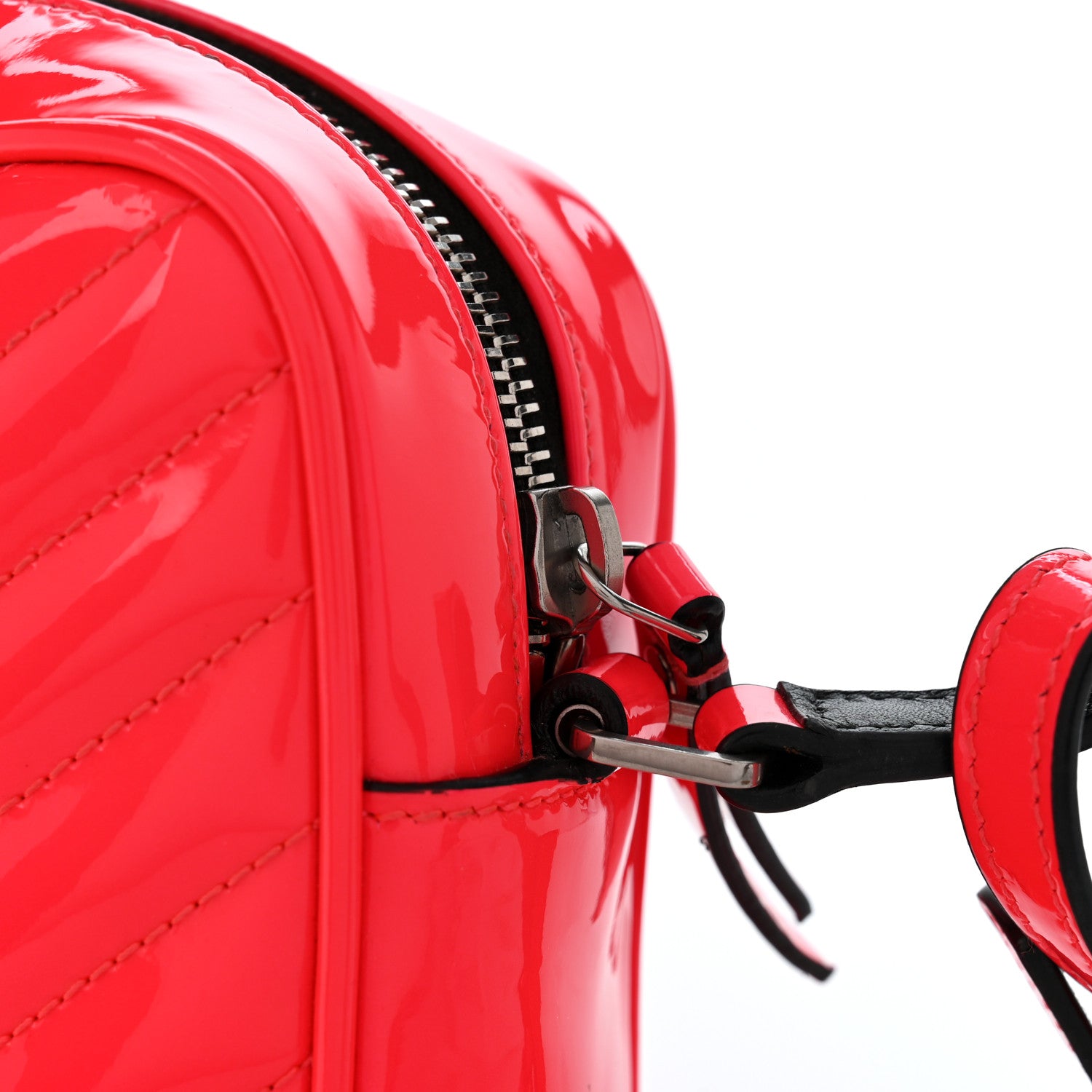 Saint Laurent Patent Calfskin Matelasse Monogram Lou Camera Bag Neon Pink 14 of 14