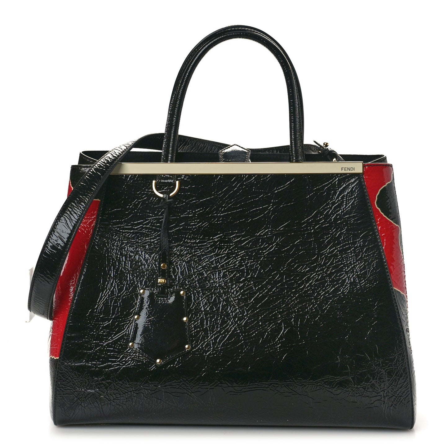 Patent Regular 2Jours Tote Black Red Milk