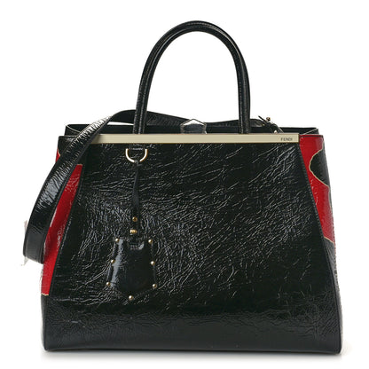 Fendi Patent Regular 2Jours Tote Black Red Milk 1 of 10