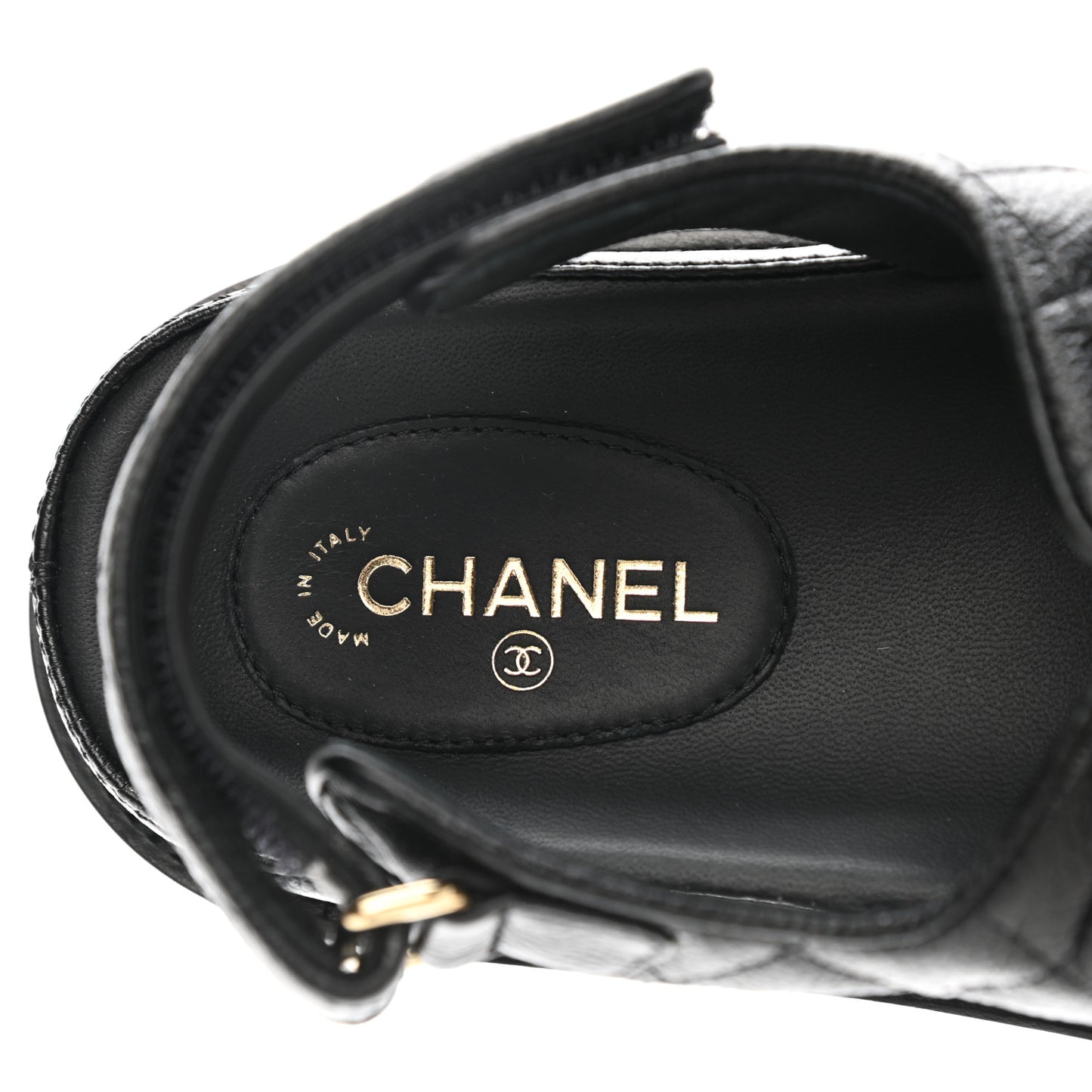 Grained Calfskin Velcro Dad Sandals 39.5 Black
