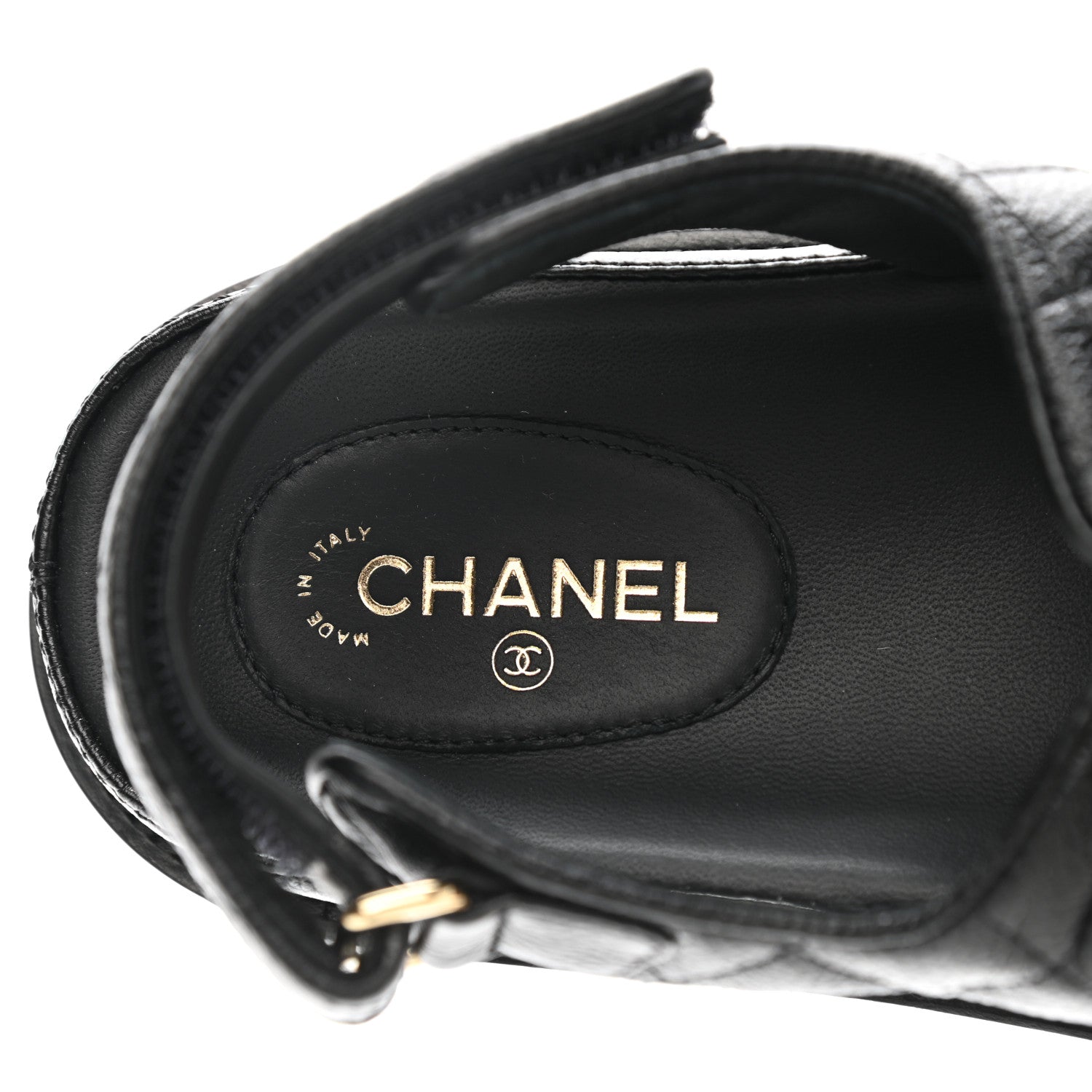 Chanel Grained Calfskin Velcro Dad Sandals 39.5 Black 7 of 9