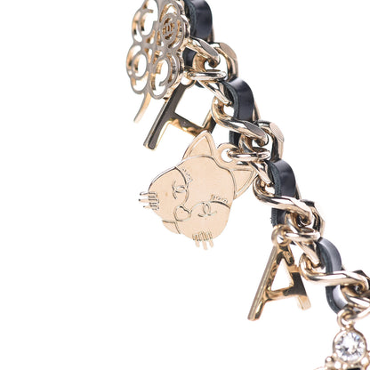 Chanel Glazed Calfskin Chain Charm Logo Short Necklace Gold Black 5 of 5
