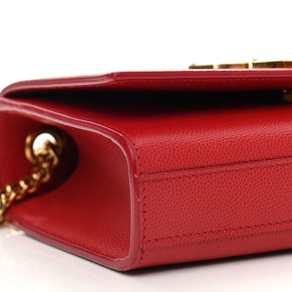 Saint Laurent Grain De Poudre Small Monogram Kate Satchel Red 10 of 11